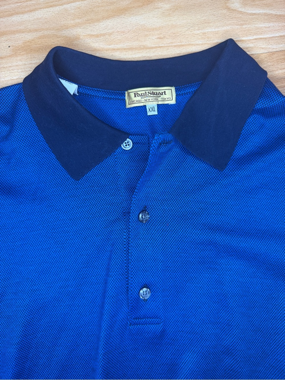 Paul Stuart Men XXL Polo Shirt Royal Blue Contrast made in Italy
